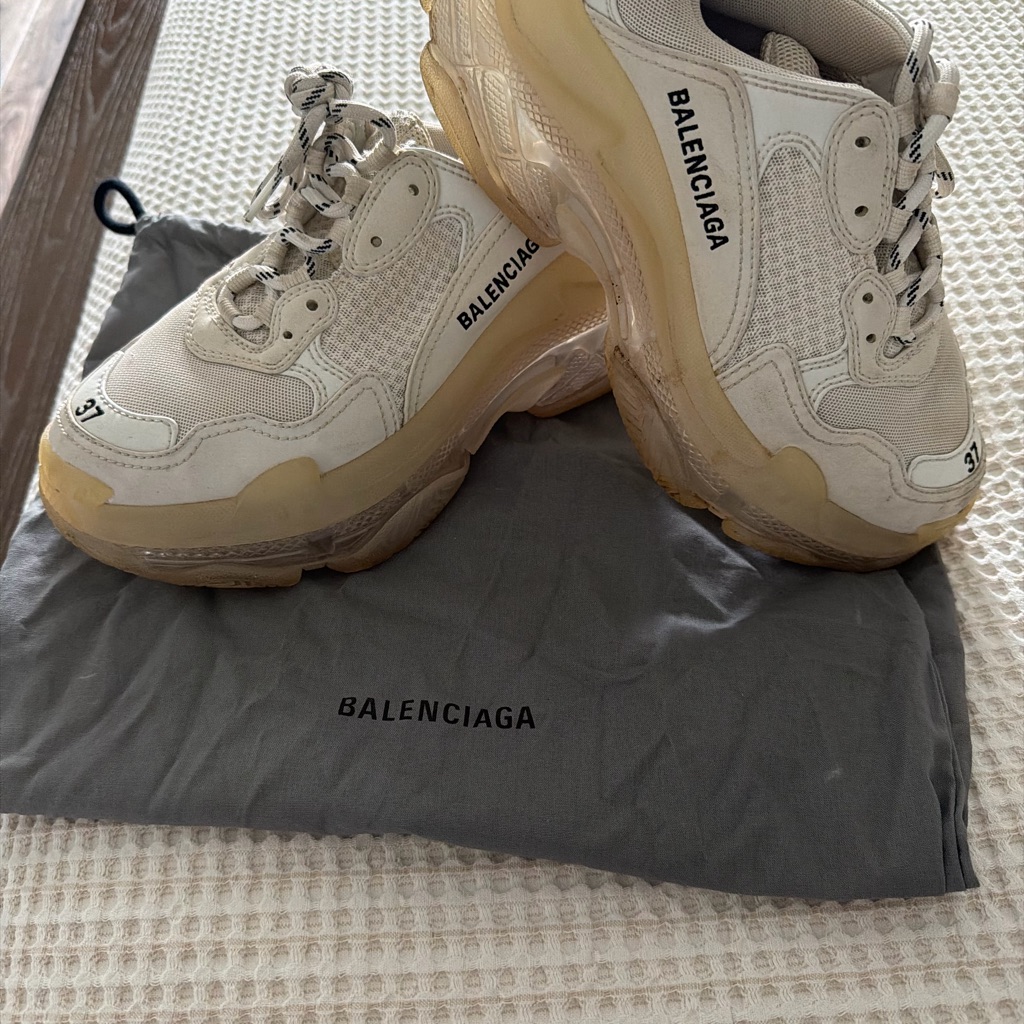 Balenciaga White And Tan Women's Sneakers